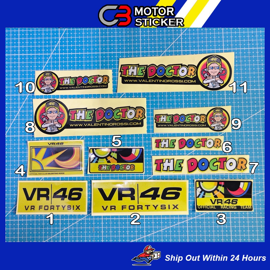 ROSSI VR 46 STICKER MOTOR THE DOCTOR STIKER PANTUL CAHAYA / R140 ...