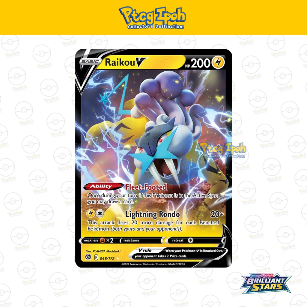 [Pokémon TCG] Brilliant Stars: Raikou V - 048/172 - Ultra Rare | Shopee ...