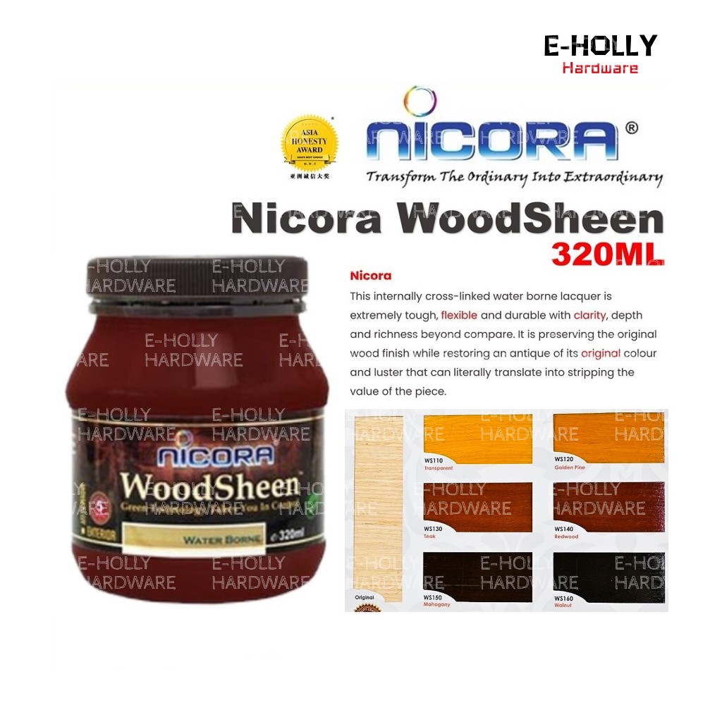 EHOLLY NICORA WOODSHEEN VARNISH (320ml) Low Odour Water Based Varnish