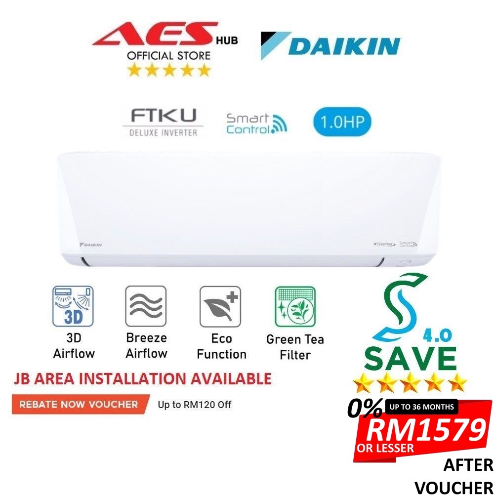 5 Stars Daikin Air Conditioner Inverter Aircond 1hp 15hp 2hp 25hp 3