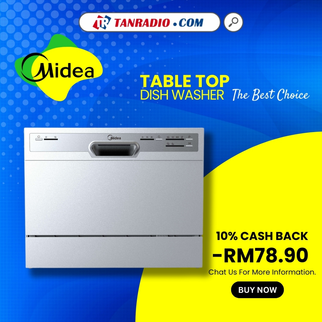 Midea WQP63607 Table Top Dishwasher MESIN MEMBASUH PINGGAN Shopee