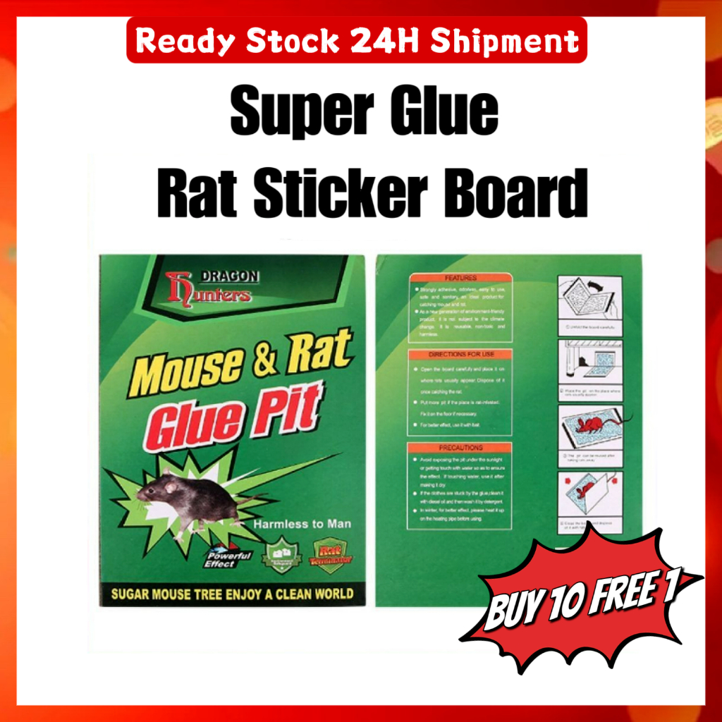 Buy 10 free 1 Super Glue Rat Trap Mouse Sticker Board Mouse Perangkap ...