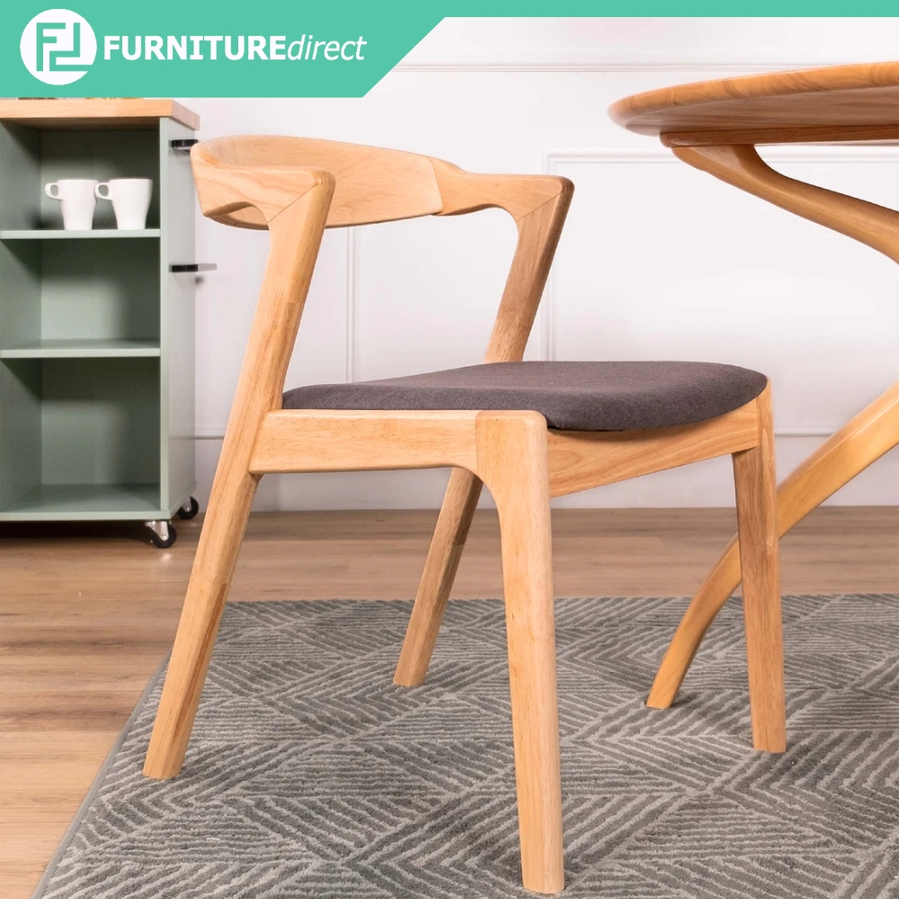 Furniture Direct DORA Solid Wood Dining Arm Chair-Natural | Shopee Malaysia