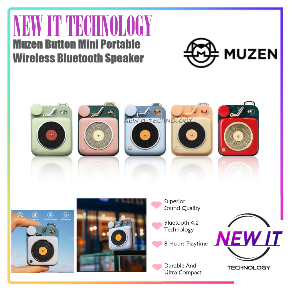 MUZEN BUTTON Mini Candy Vintage Retro Portable Wireless BT4.2 Speaker ...