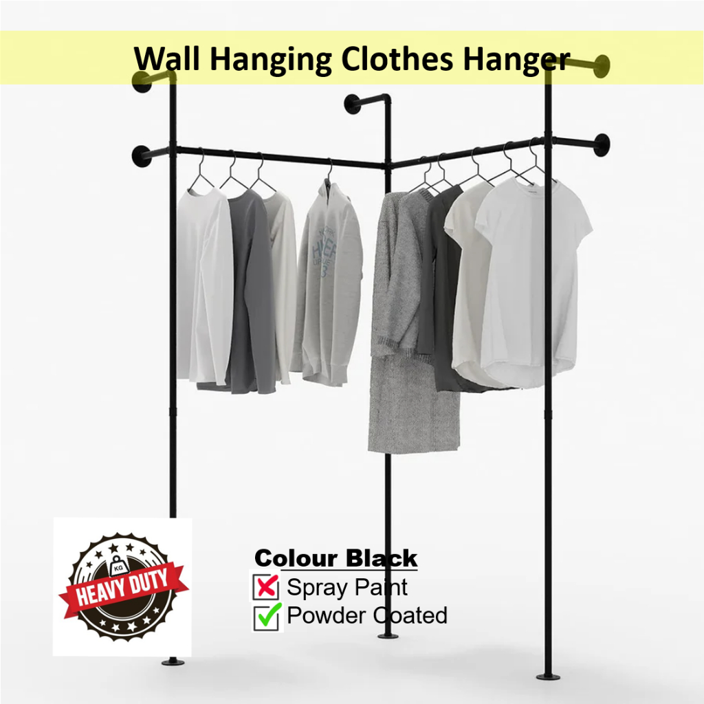 KIT II Angle Coner Heavy duty Clothes hanger/Rak baju besi/Ampaian baju ...