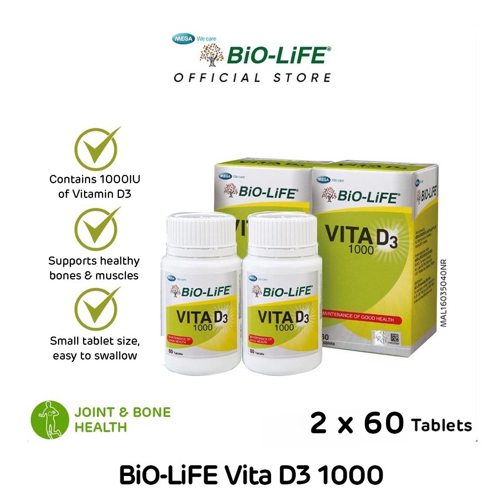 BiO-LiFE Vita D3 1000 2 x 60 tablets (EXPIRY DATE AUGUST 2026) | Shopee ...