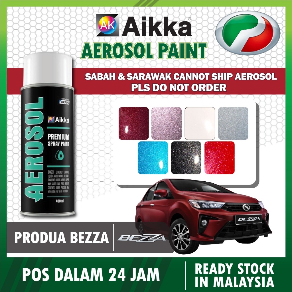 【PERODUA BEZZA 】AIKKA Aerosol Spray 370ml Cat Hilang Calar Kereta Cat ...