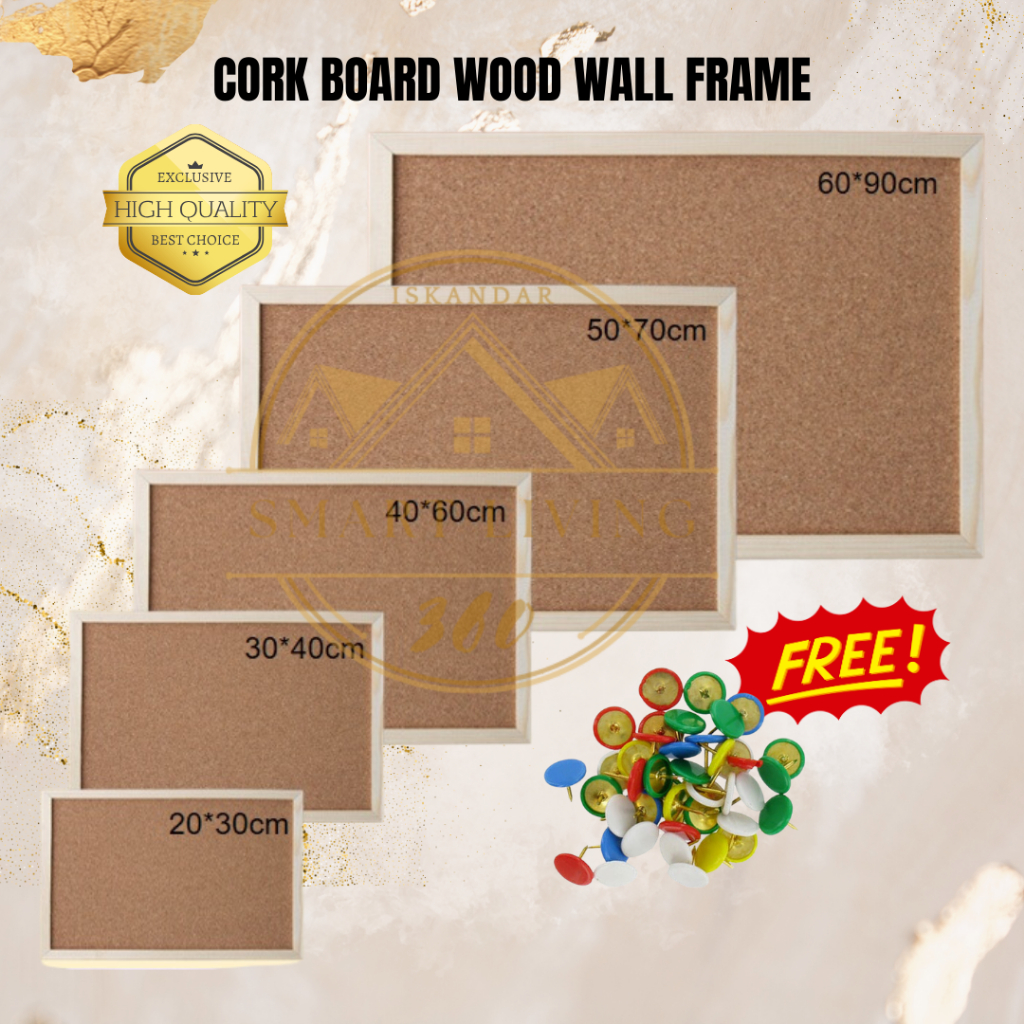 [LOCAL SELLER]Wood Framed Cork Bulletin Board Memo Photo Wall Board ...