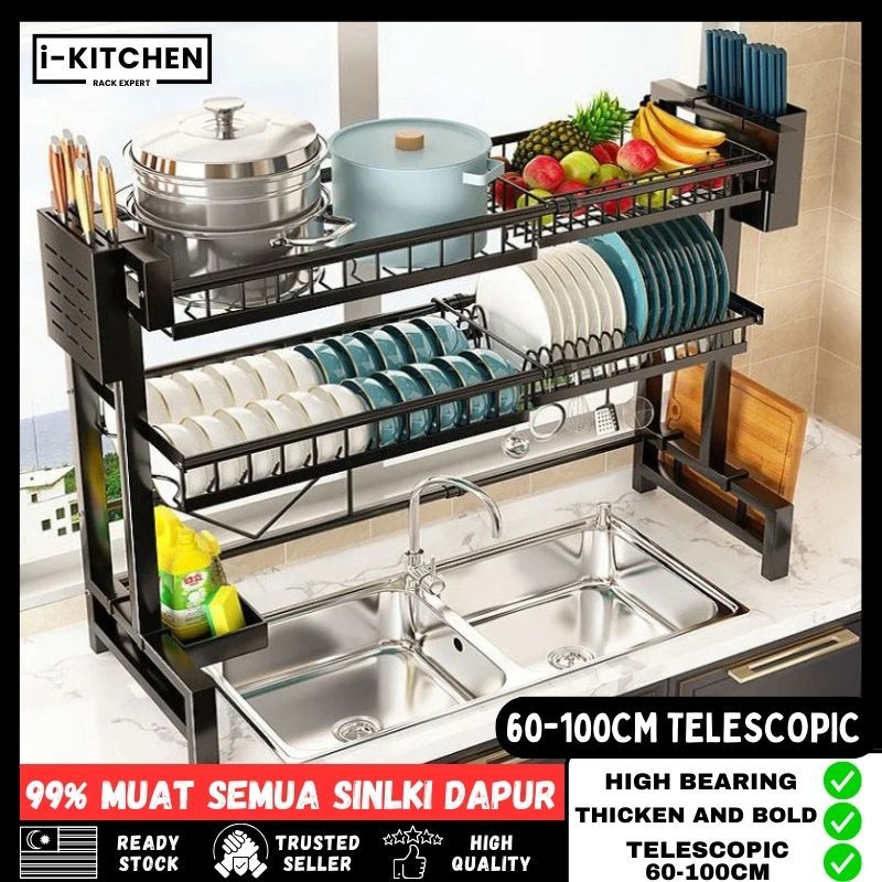 i-KITCHEN】SINK DISH RACK RAK PINGGAN MANGKUK RAK PINGGAN SINKI PLATE ...