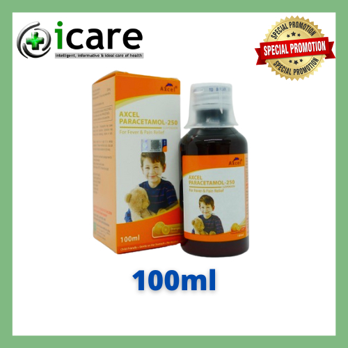 AXCEL PARACETAMOL 250MG SUSPENSION (ORANGE) 100ML ( EXP DATE : 10/2027 ...