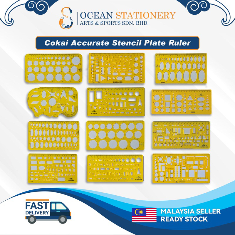 Cokai Accurate Stencil Plate Ruler，Graphic Templated Techinical Ruler ...