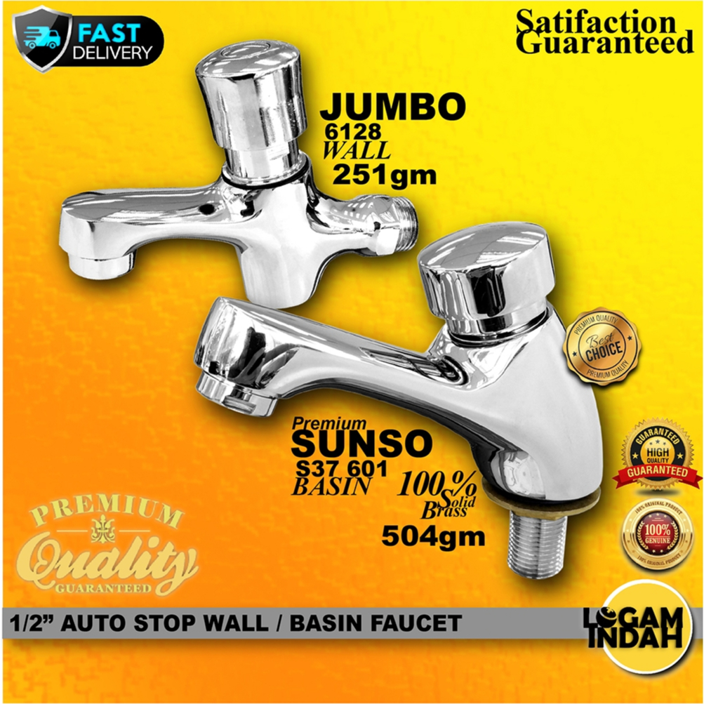 1/2" HEAVY DUTY AUTO STOP BASIN FAUCET / TIME DELAY FAUCET / HAND PUSH
