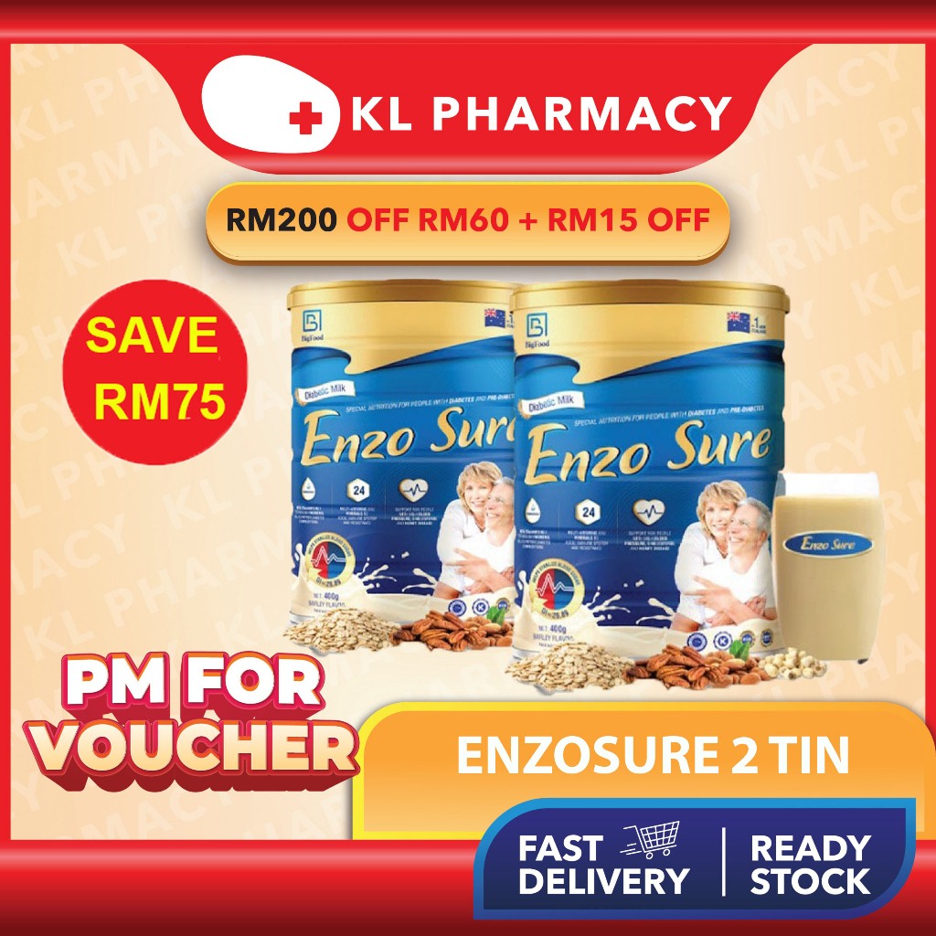 (2 TIN) [PHARMACY STOCK!][ORIGINAL! ]EnzoSure Diabetes Susu 400g