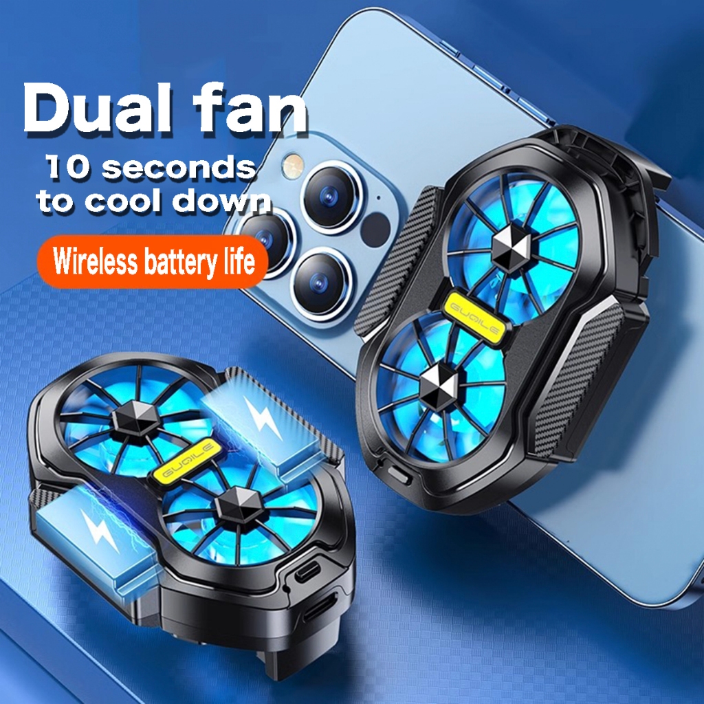 FS01 2-speed Mobile Phone Cooler Radiator Dual Fan Rechargeable Long ...