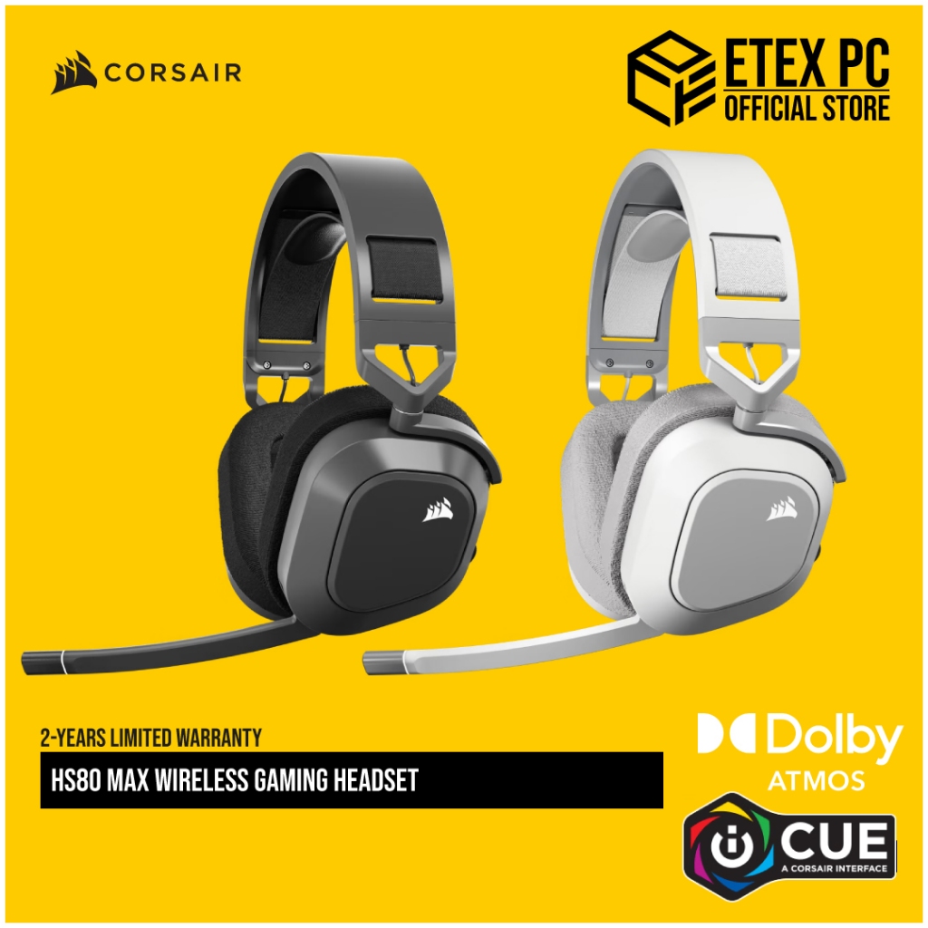 CORSAIR HS80 MAX WIRELESS Gaming Headset - Steel Gray / White ( USB ...