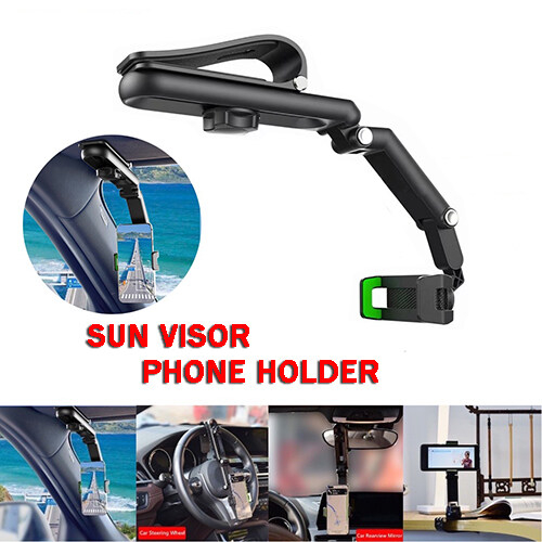 Sun Visor Back Mirror Phone Car Holder Anti Shock InCar Rear View
