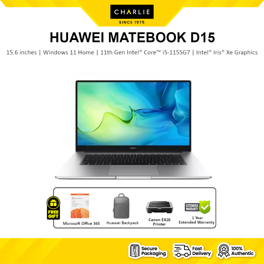 HUAWEI MATEBOOK D15 11TH I5-1155G7 (8GB RAM+512GB SSD)/ I5-1135G7 (16GB ...