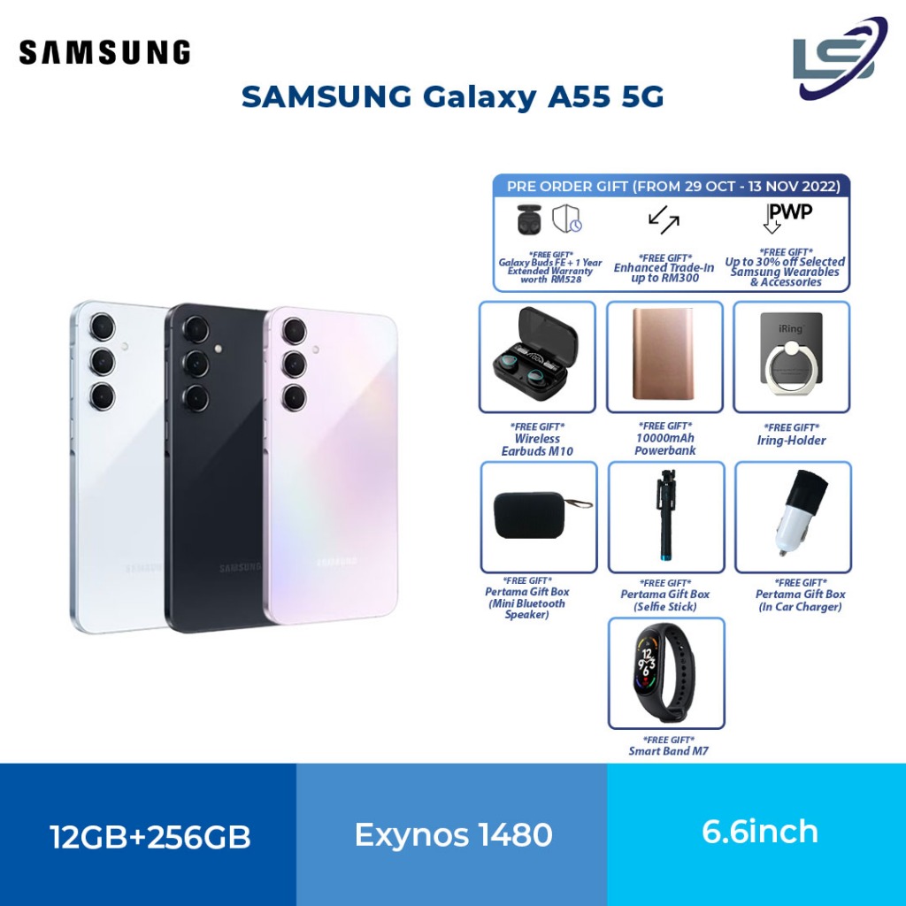 SAMSUNG Galaxy A55 5G 12GB+256GB | Vivid Nightgraphy | Improved Octa ...