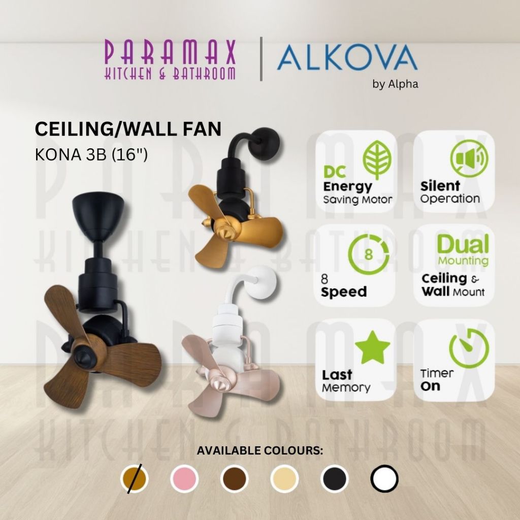 ALPHA Alkova Kona DC Motor Ceiling Fan 3 Blades (16