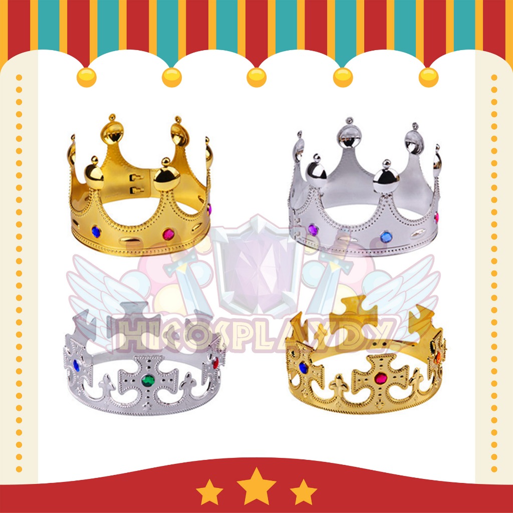 hiCosplaydy Kids Cosplay Costume Plastic Gold Silver King Queen Crown ...
