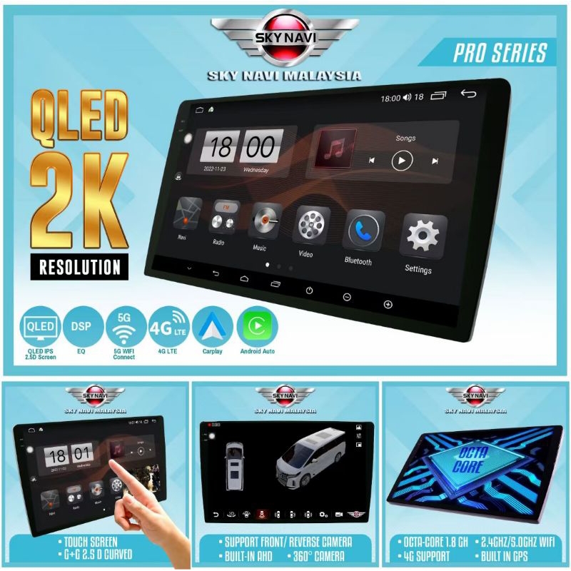 SKY NAVI PRO SERIES 2K SCREEN CAR ANDROID PLAYER #7862S #WIRELESS ...