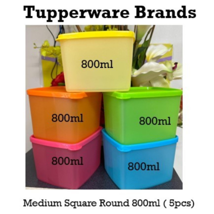 Tupperware Medium Square Round 800ml (5pcs) Ready Stock ** | Shopee ...