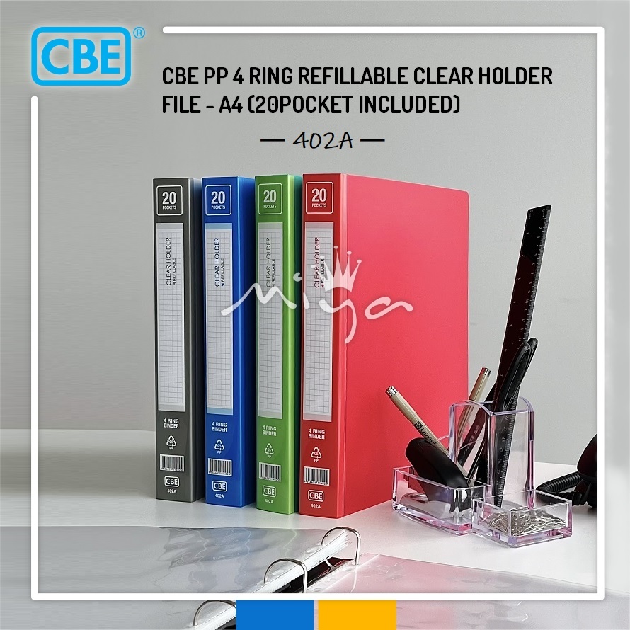 CBE 402A PP 4 Ring Binder Clear Holder File - A4 | 20 Pockets ...