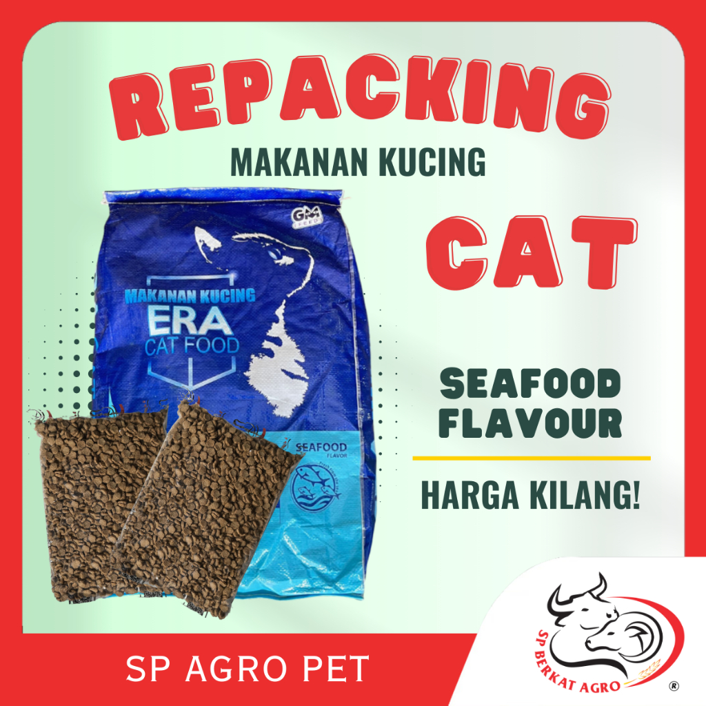 Era Cat salmon omega oil Repacking 900G cat food / Makan kucing repack ...