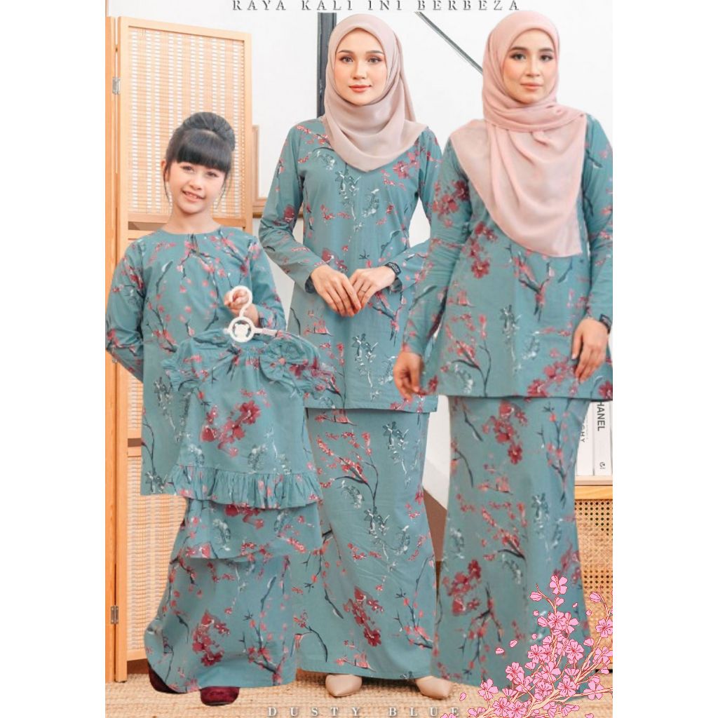 DUSTY BLUE / BAJU RAYA COTTON SEDONDON 2024 IBU DAN ANAK BY ANGGUN ...