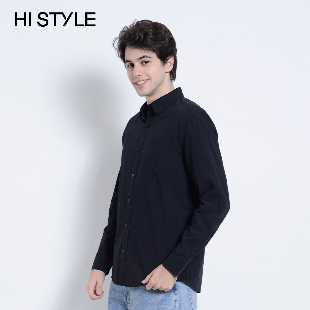 HI STYLE Men Long Sleeve Shirt - Black - HSR410042 | Shopee Malaysia