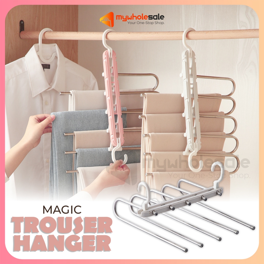 Magic Trouser Hanger Space Saving Hanger Multifunction Pants Rack ...