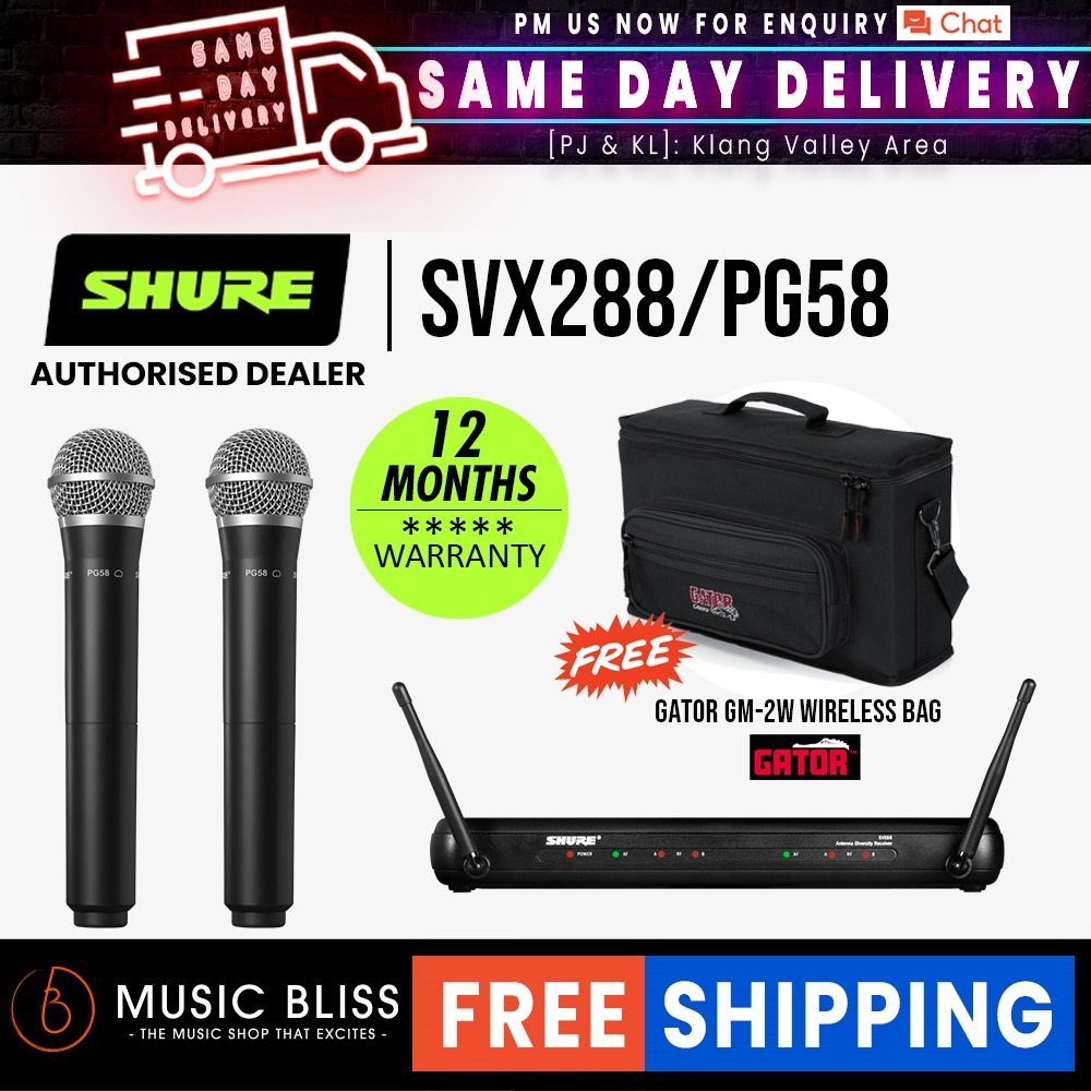 Shure SVX288/PG58 Dual Vocal Wireless System, SVX88 Dual Diversity