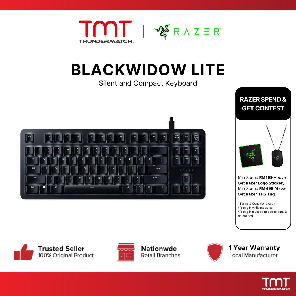 Razer Blackwidow Lite Mechanical Gaming Keyboard Silent and Compact ...