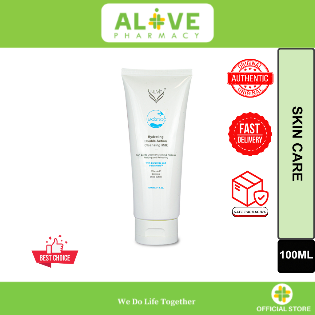 Nuvit Moistloc Hydrating Double Action Cleansing Milk 100ml | Shopee ...