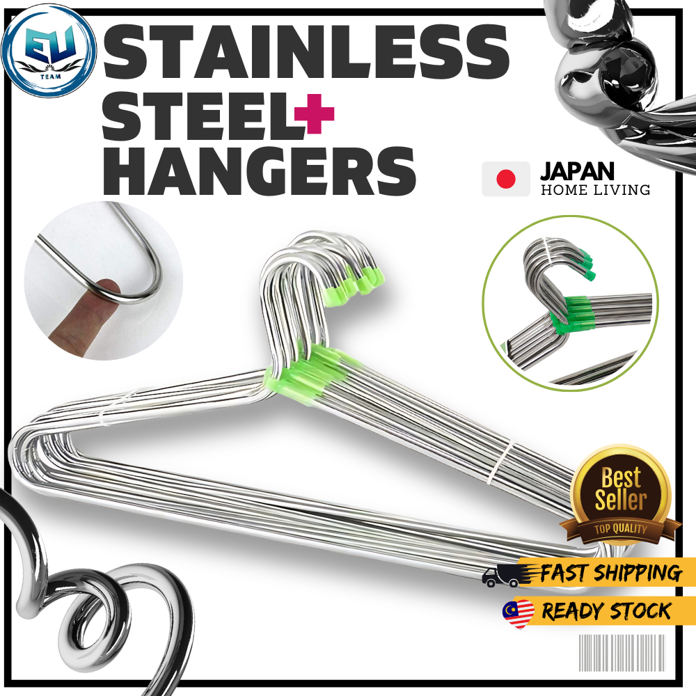 Stainless Steel 10pcs Hanger Non-slip Clothes Hanger | Shopee Malaysia