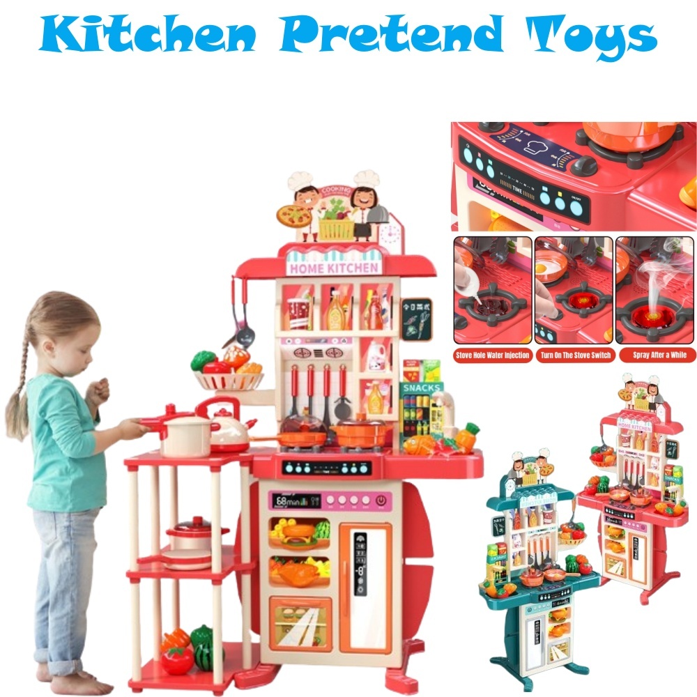 NAMOARLY Montessori Wooden Pretend Play Kitchen Set Friendly Cooking