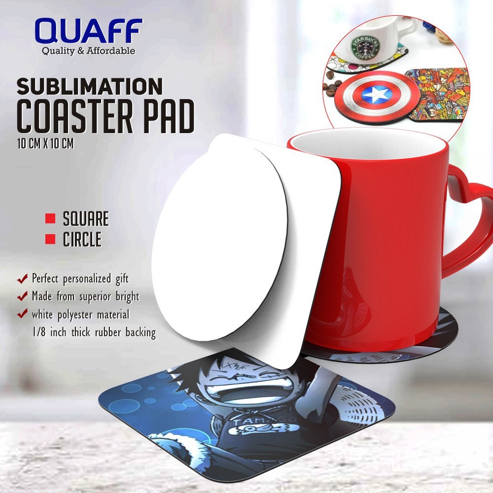 QUAFF Sublimation Printable Coaster Pad Square & Circle (For ...