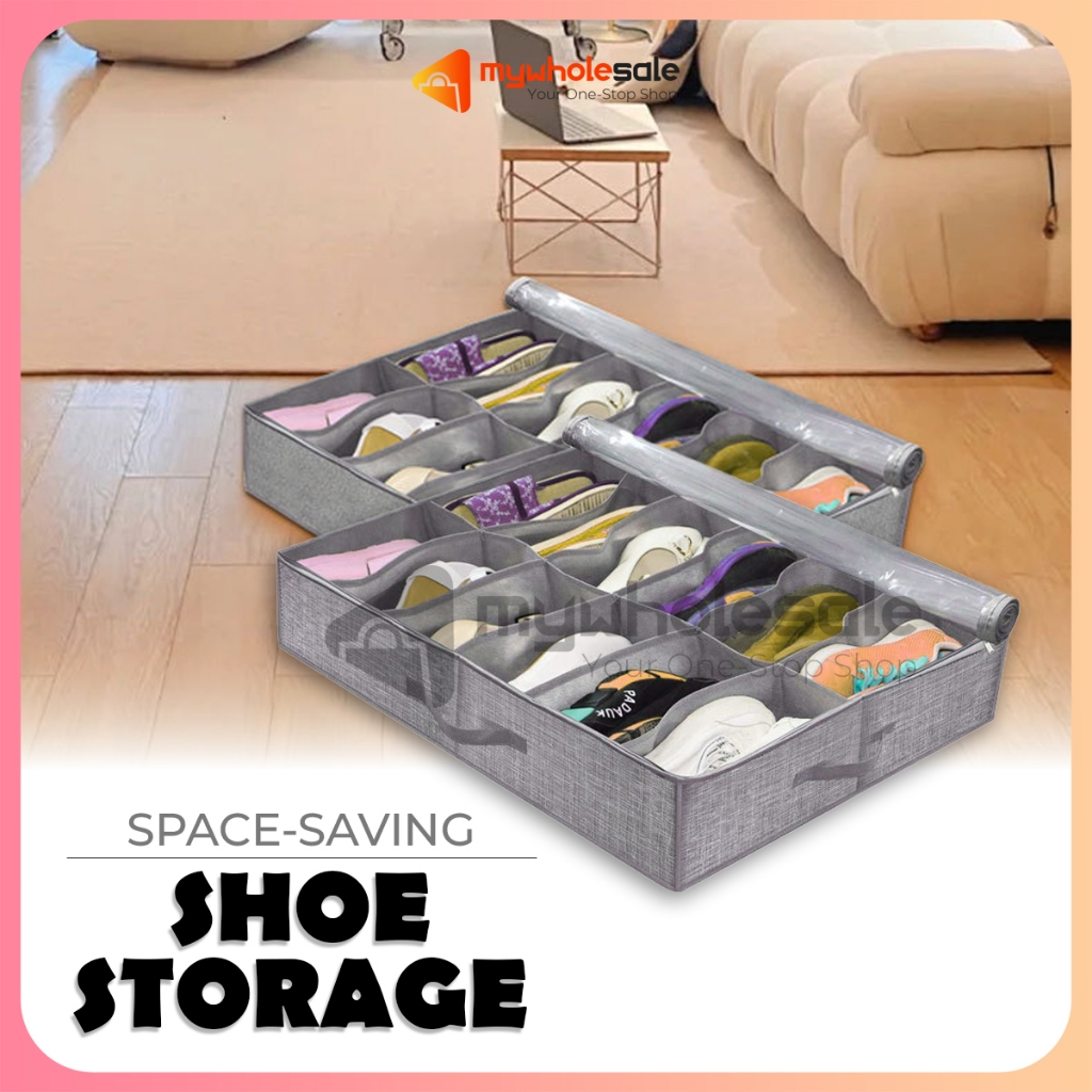 Under Bed Shoe Storage Organizer Dustproof with Clear Window Cover ...