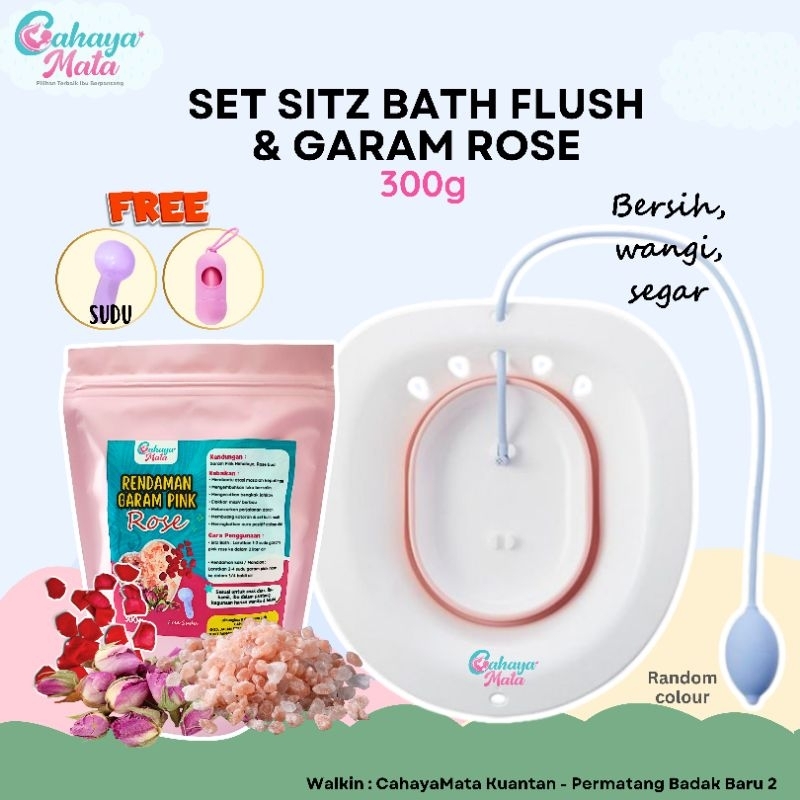 Set Rendaman MissV CAHAYAMATA Sitz Bath With Pump & Garam Pink Rosebud 300g Ibu Hamil Keputihan