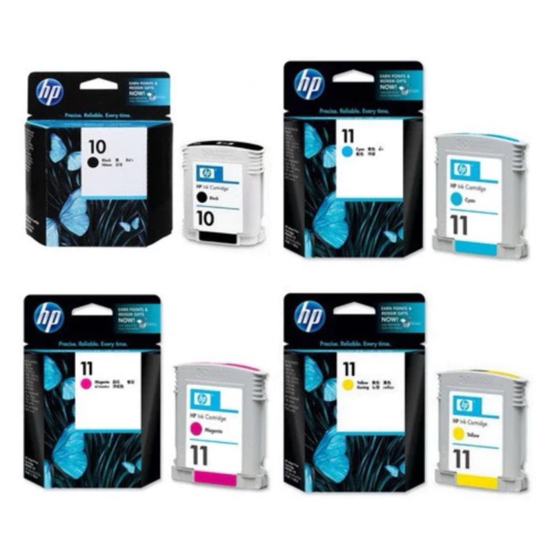 (No Box)(Expired) HP 10 Black / HP 11 Cyan/Magenta/Yellow Ink Cartridge ...