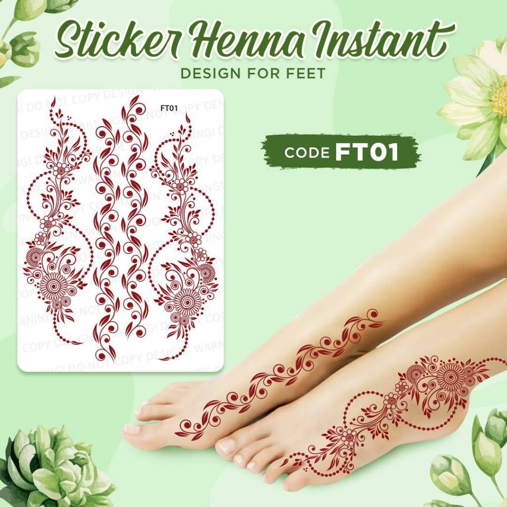 Henna Instant Sticker Latest Design For Feet Waterproof Easy To Use ...