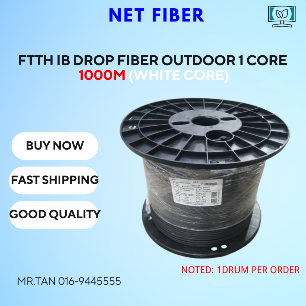 FTTH Outdoor IB Drop Fiber Cable 1Core 1000m (white core) | Shopee Malaysia