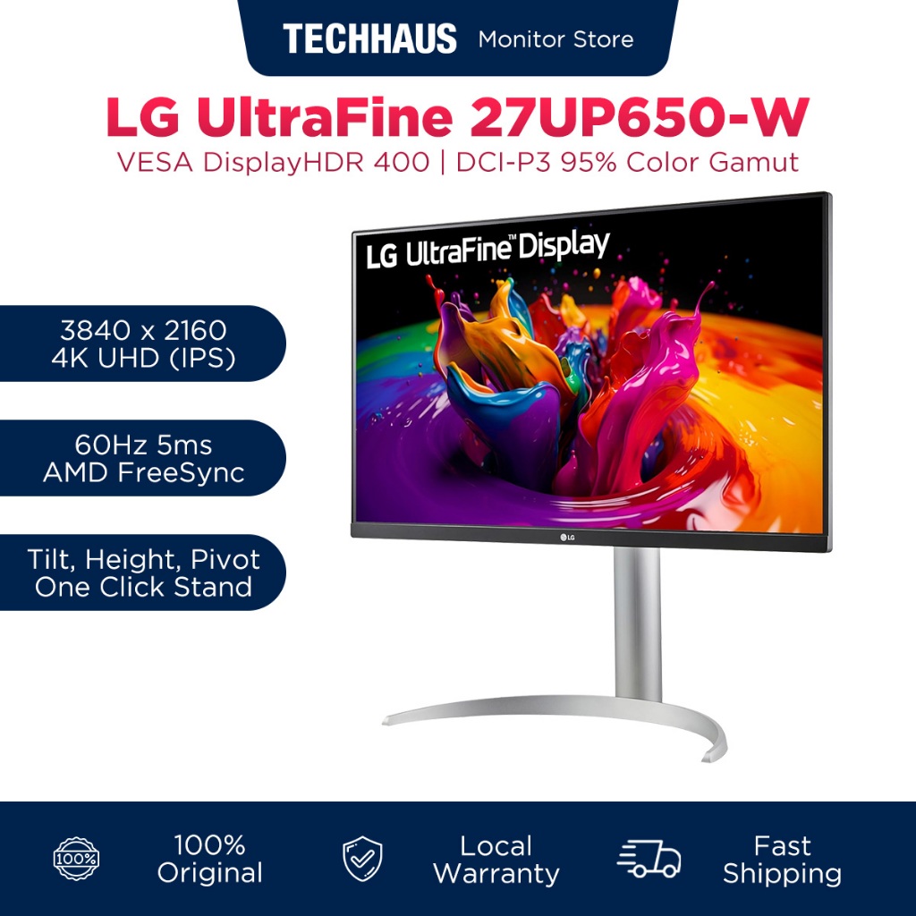 LG UltraFine 27UP650W 27" 4K UHD IPS FreeSync Monitor VESA
