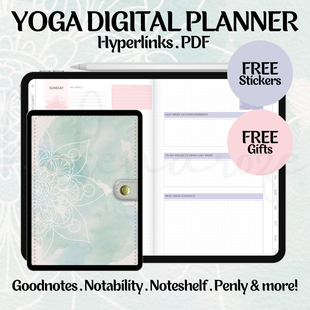 Yoga Digital Planner Hyperlinked PDF, Fitness Planner, Digital Planner ...