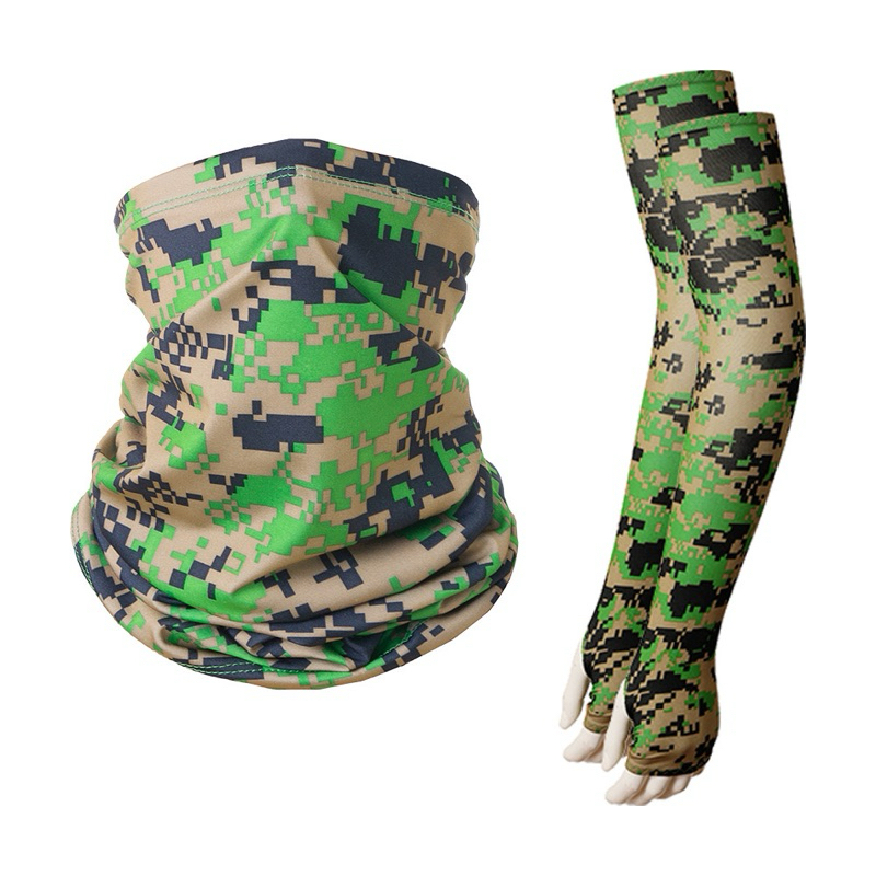 Rider Mask Ice Fabric Arm Sleeves Mask UV Protection Bandana Scarf ...