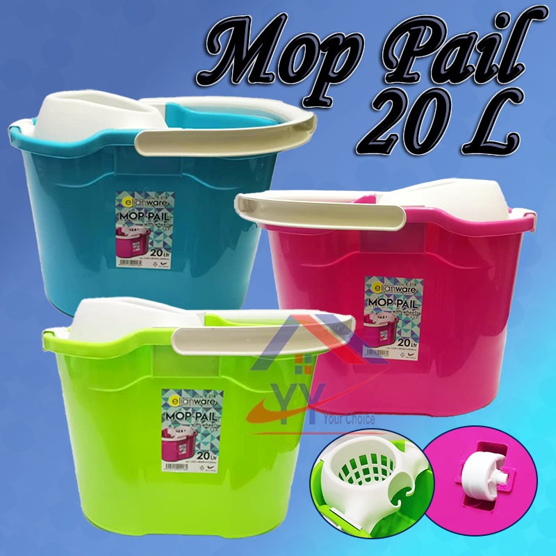 Elianware E-218 Mop Pail With Roller/Mopping Pail With Wheels& Cover ...