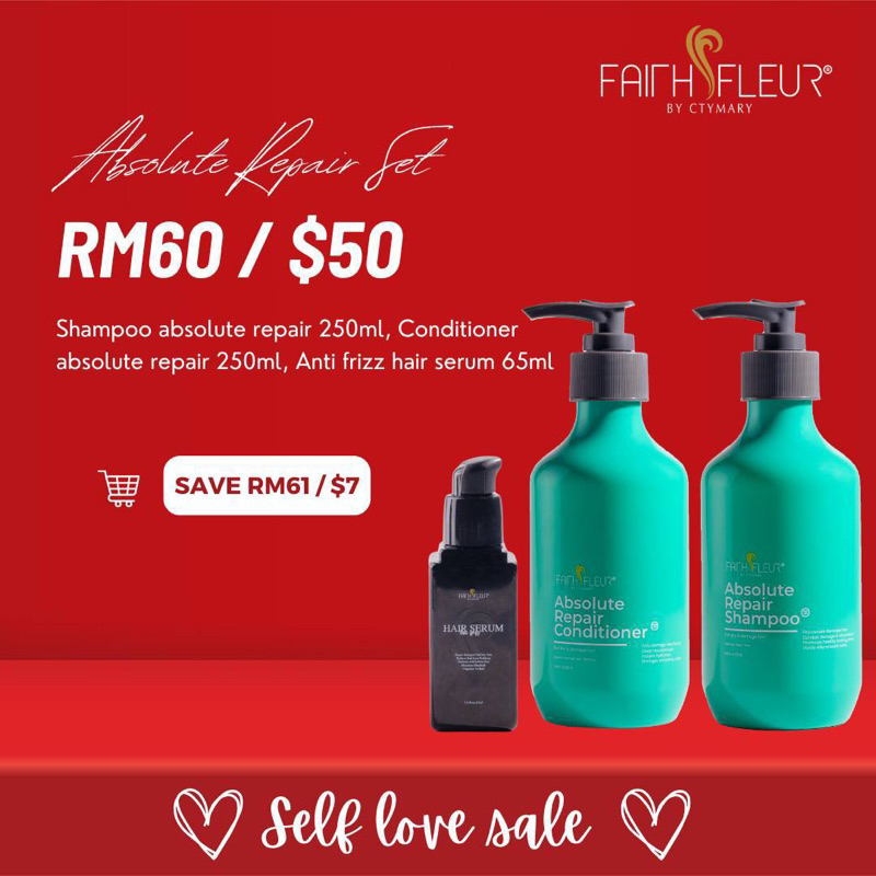 Set Shampu & Perapi Rambut Kering Rosak Bercabang / Absolute Repair ...