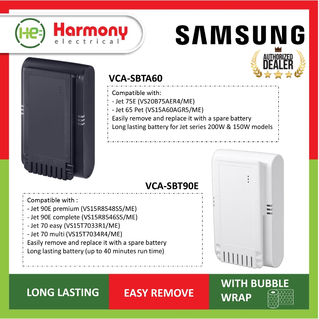SAMSUNG Battery for Vacuum Jet 75E & Jet 65 VCA-SBTA60 / Jet 90E & 70 ...