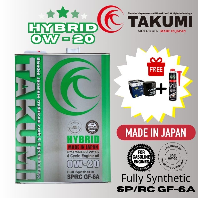 TAKUMI MOTOR OIL HYBRID 0W20 - Fully Synthetic Engine Lubricants ...