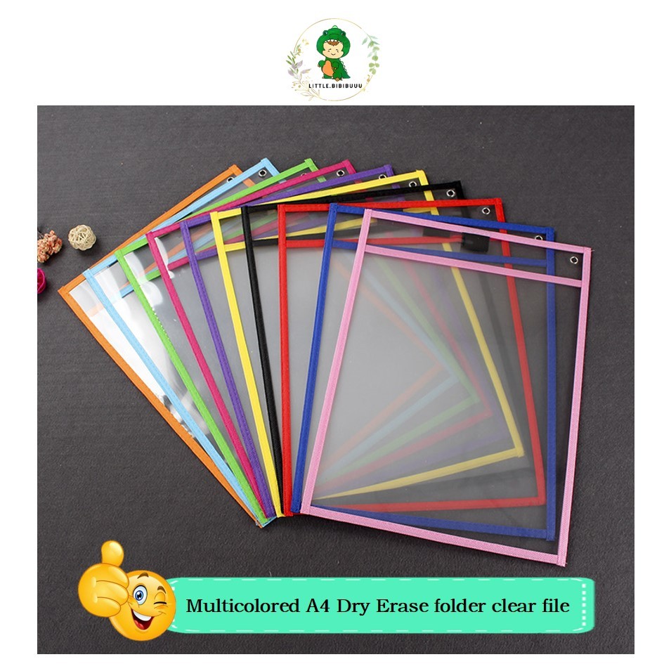 5/ 10 pcs Multicolored A4 Dry Erase folder clear file/ Erasable ...